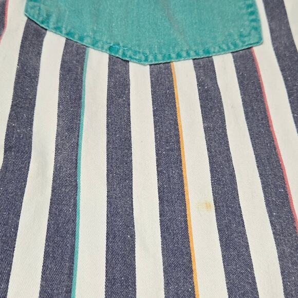 Vintage 80s 90s Teez Me Hooded Shirt L Button Front Striped Retro Surf Skater - Picture 10 of 10